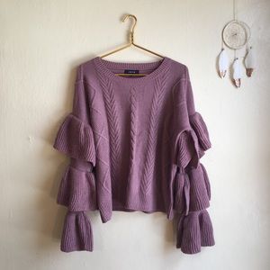 Reveuse rose pink  bell sleeve knit sweater
